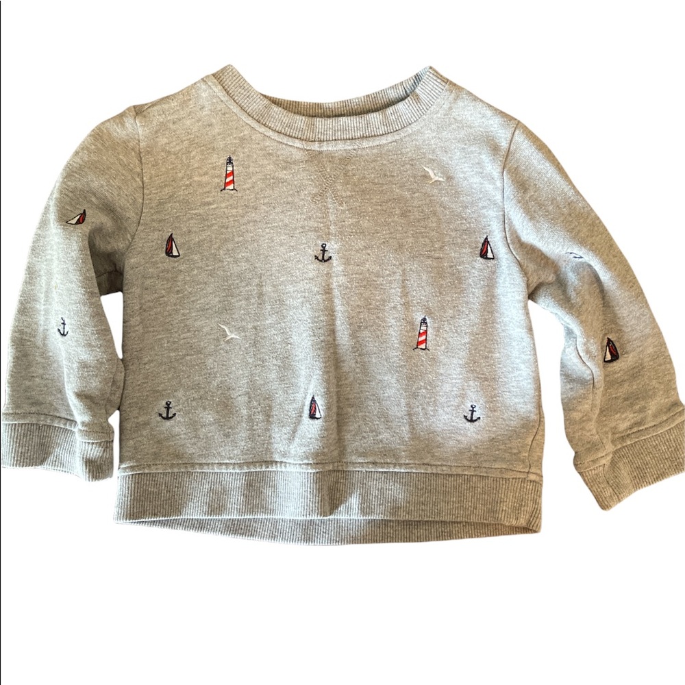 Gray nautical embroidered Janie and Jack crewneck sweatshirt